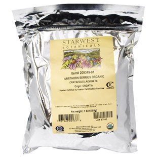 Цельные ягоды боярышника органические Starwest Botanicals (Hawthorn Berries Organic) 453 г купить в Киеве и Украине