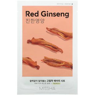 Missha, Тканинна маска Airy Fit Beauty Sheet Mask, червоний женьшень, 1 лист, 19 г