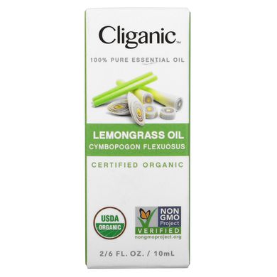 Cliganic, 100% чиста ефірна олія, олія лемонграсу, 2/6 рідких унцій (10 мл)