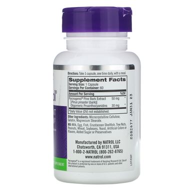 Пікногенол, Pycnogenol, Natrol, 50 мг, 60 капсул