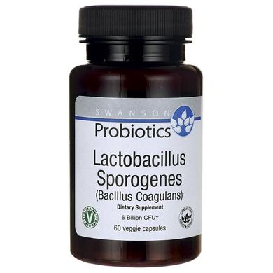 Клострідіум спорогенес, Lactobacillus Sporogenes (Bacillus Coagulans), Swanson, 6 мільярд КУО, 60 капсул