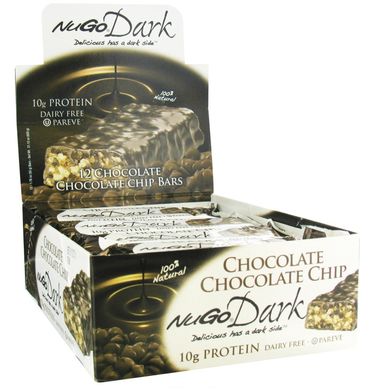 NuGo Dark, протеїнові батончики, шоколадна стружка, NuGo Nutrition, 12 батончиків, 1,76 унц (50 г) кожен