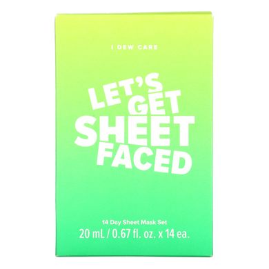 I Dew Care, Let's Get Sheet Faced, набір масок на 14 днів, 0,67 рідких унцій (20 мл) кожна