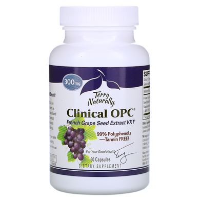 Екстракт французьких виноградних кісточок Terry Naturally (Clinical OPC) 300 мг 60 капсул