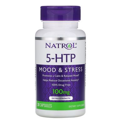5-HTP, 5-гідрокситриптофан, Natrol, 100 мг, 30 капсул