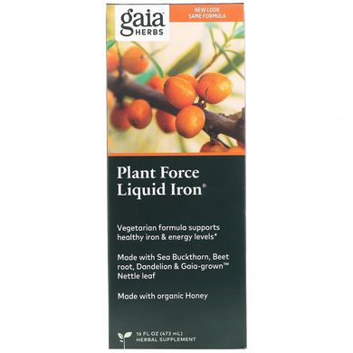 PlantForce рідке залізо, Gaia Herbs, 16 унцій (473 мл)