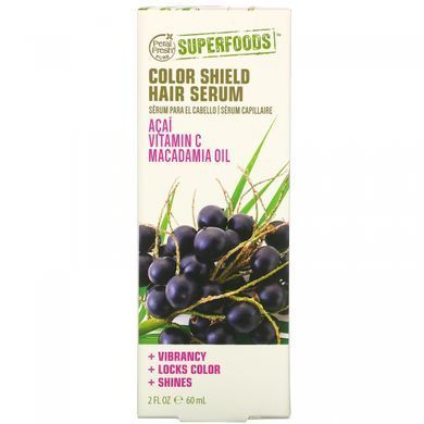 Moisturizing hair serum, acai, vitamin C, and macadamia oil, Petal Fresh, 2 fl oz (60 ml).