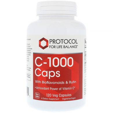 капсули C-, Protocol for Life Balance, 1000 с біофлавоноїдами і рутином, 120 вегетаріанських капсул