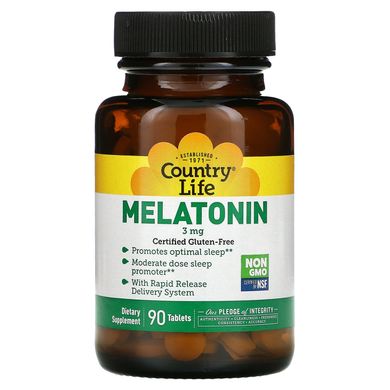 Мелатонін, Country Life, 3 мг, 90 таблеток