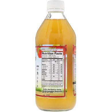 Непастеризований органічний яблучний оцет з оцтовою маткою і медом, Dynamic Health Laboratories, 473 мл (16 fl oz)