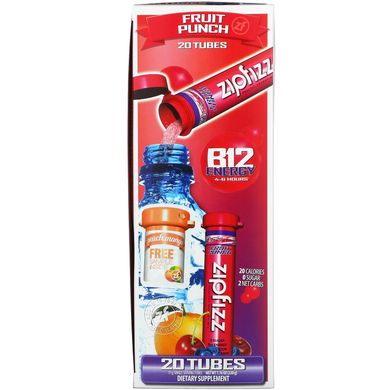 Zipfizz, Смесь здоровой энергии с витамином B12, фруктовый пунш, 20 тюбиков, по 0,39 унции (11 г) каждый купить в Киеве и Украине