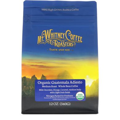 Guatemala Adiesto, органічна кава, цільне зерно середнього обсмаження, Mt Whitney Coffee Roasters, 12 унц (340 г)