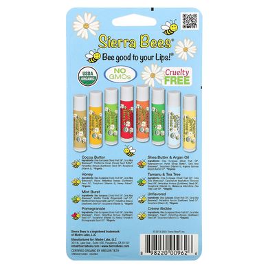 Бальзами для губ різні Sierra Bees (Lip Balm) 8 шт. по 4.25 г