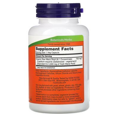 Raw Maca Now Foods 750 mg 90 vegetarian capsules