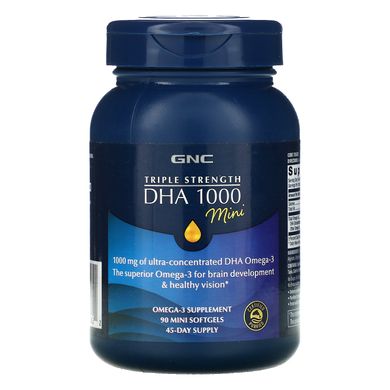 GNC, DHA 1000 Mini потрійної сили, 1000 мг, 90 м'яких капсул