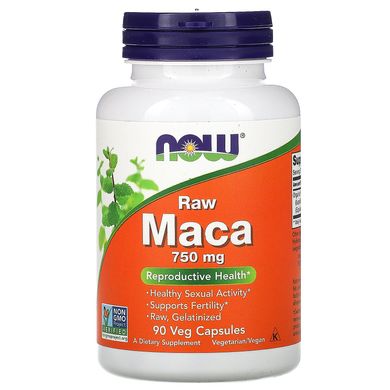 Мака сира Now Foods (Raw Maca) 750 мг 90 вегетаріанських капсул