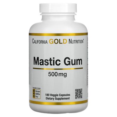 Мастикова смола California Gold Nutrition (Mastic Gum) 500 мг 180 вегетаріанських капсул
