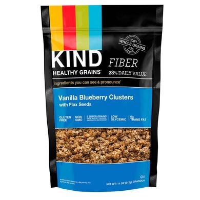 Здоровые зерна, клетчатка, ванильно-черничный кластер, Healthy Grains, Fiber, Vanilla Blueberry Clusters, KIND Bars, 312 г