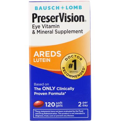 Харчова добавка для очей та зору Bausch & Lomb (Preser Vision) 120 капсул
