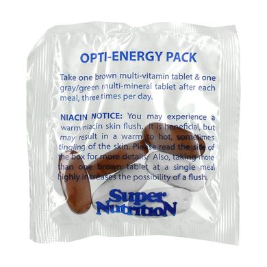 Super Nutrition, Набор Opti-Energy, мультивитаминно-минеральная добавка, без железа, 30 пакетиков по 6 таблеток купить в Киеве и Украине