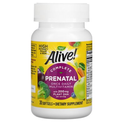 Alive, Пренатальний мультивітамін з рослинної ДГК, зі смаком полуниці, Nature's Way, 30 капсул