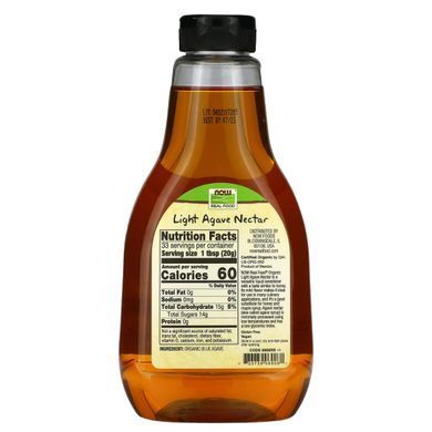 Органічний нектар блакитної агави легкий Now Foods (Agave Light Organic) 660 г