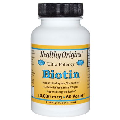 Биотин Healthy Origins (Biotin) 10000 мкг 60 капсул купить в Киеве и Украине