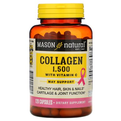 Колаген 1500 Біотин та Вітамін С Mason Natural (Collagen 1500 with Vitamin C) 120 капсул