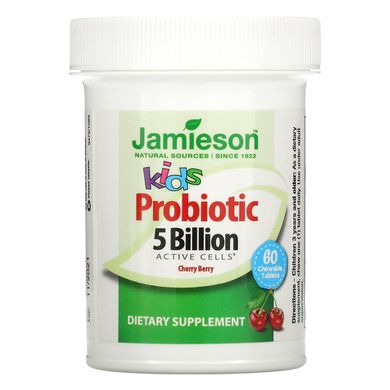 Jamieson Natural Sources, Kids, пробиотик, вишня, 5 миллиардов КОЕ активных клеток, 60 жевательных таблеток купить в Киеве и Украине