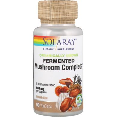 Ферментований комплекс органічного походження, Mushroom Complete, Solaray, 600 мг, 60 капсул з рослинної оболонкою