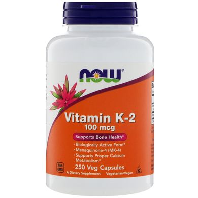 Витамин K2 Now Foods Vitamin K-2 100 мкг 250 вегетарианских капсул купить в Киеве и Украине