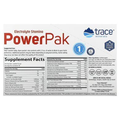 Вітамін C + електроліти + мультивітаміни Trace Minerals (Power Pak Cherry Lime) вишня-лайм 30 саші