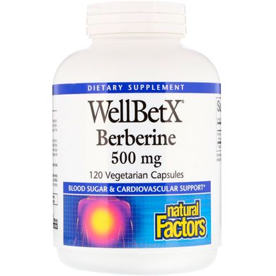 Берберин, Berberine, Natural Factors, 500 мг, 120 вегетаріанських капсул