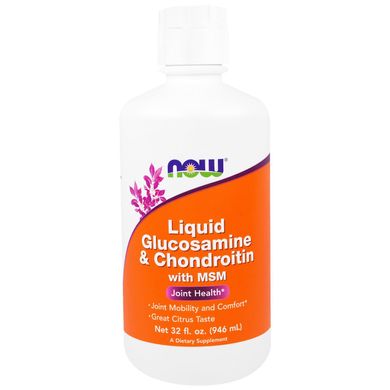 Глюкозамін Хондроїтин і МСМ рідина Now Foods (Glucosamine & Chondroitin with MSM Liquid) 946 мл
