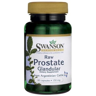 Сира передміхурова залоза, Raw Prostate Glandular, Swanson, 150 мг, 60 капсул