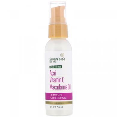 Moisturizing hair serum, acai, vitamin C, and macadamia oil, Petal Fresh, 2 fl oz (60 ml).
