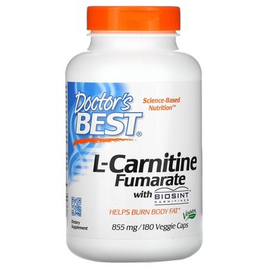 L-карнітин фумарат, L-Carnitine Fumarate with Biosint, Doctor's Best, 855 мг, 180 капсул в рослинній оболонці