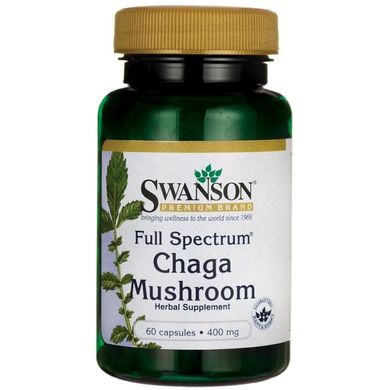 Чага Гриб Swanson (Full Spectrum Chaga Mushroom) 400 мг 60 капсул
