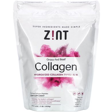 Яловичий колаген від корів на трав'яному годуванні, гідролізований колаген типів I і III, Zint, 454 г (16 унцій)