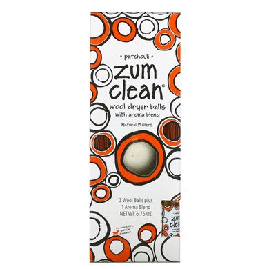ZUM, Zum Clean, кульки для сушіння вовни із сумішшю ароматів, пачулі, 4 штуки