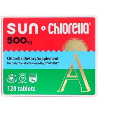 Сонячна хлорелла з вітаміном А, Sun Chlorella, 500 мг, 120 таблеток