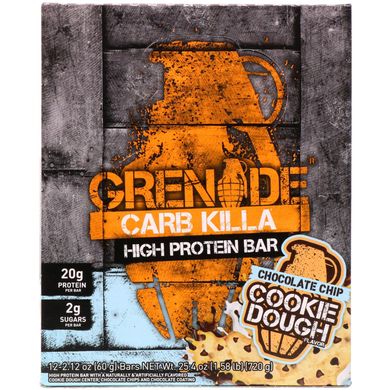 Протеїнові батончики шоколад-тісто-печиво Grenade (Carb Killa) 12 батончиків по 60 г кожен