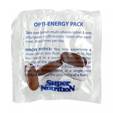 Набір Opti-Energy, мультивітамінно-мінеральна добавка, без заліза, Super Nutrition, 30 пакетиків по 6 таблеток
