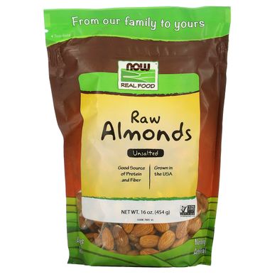 Сирий несолоний мигдаль Now Foods (Real Food Natural Unblanched Almonds Unsalted) 454 г