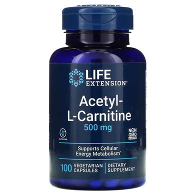 Ацетил-L-Карнітин, Acetyl L-Carnitine, Life Extension, 500 мг, 100 капсул