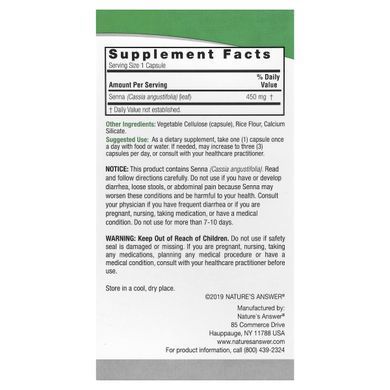 Natures Answer, Senna, 450 mg, 90 vegetarian capsules