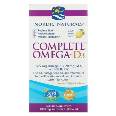 Комплекс Омега-D3 Nordic Naturals (Complete Omega-D3) 60 капсул зі смаком лимона