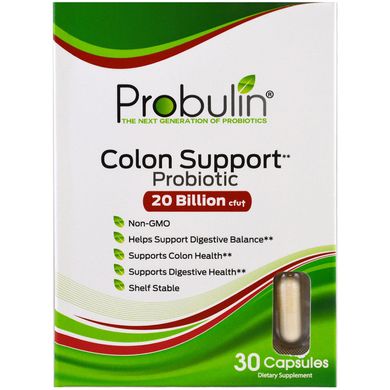 Підтримка товстого кишечника, пробіотик, Probulin, 30 капсул