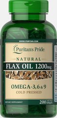 Натуральное льняное масло, Natural Flax Oil, Puritan's Pride, 1200 мг, 200 капсул купить в Киеве и Украине