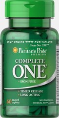 Мультивітаміни з залізом, Multivitamins Iron Free Timed Release, Puritan's Pride, 60 таблеток